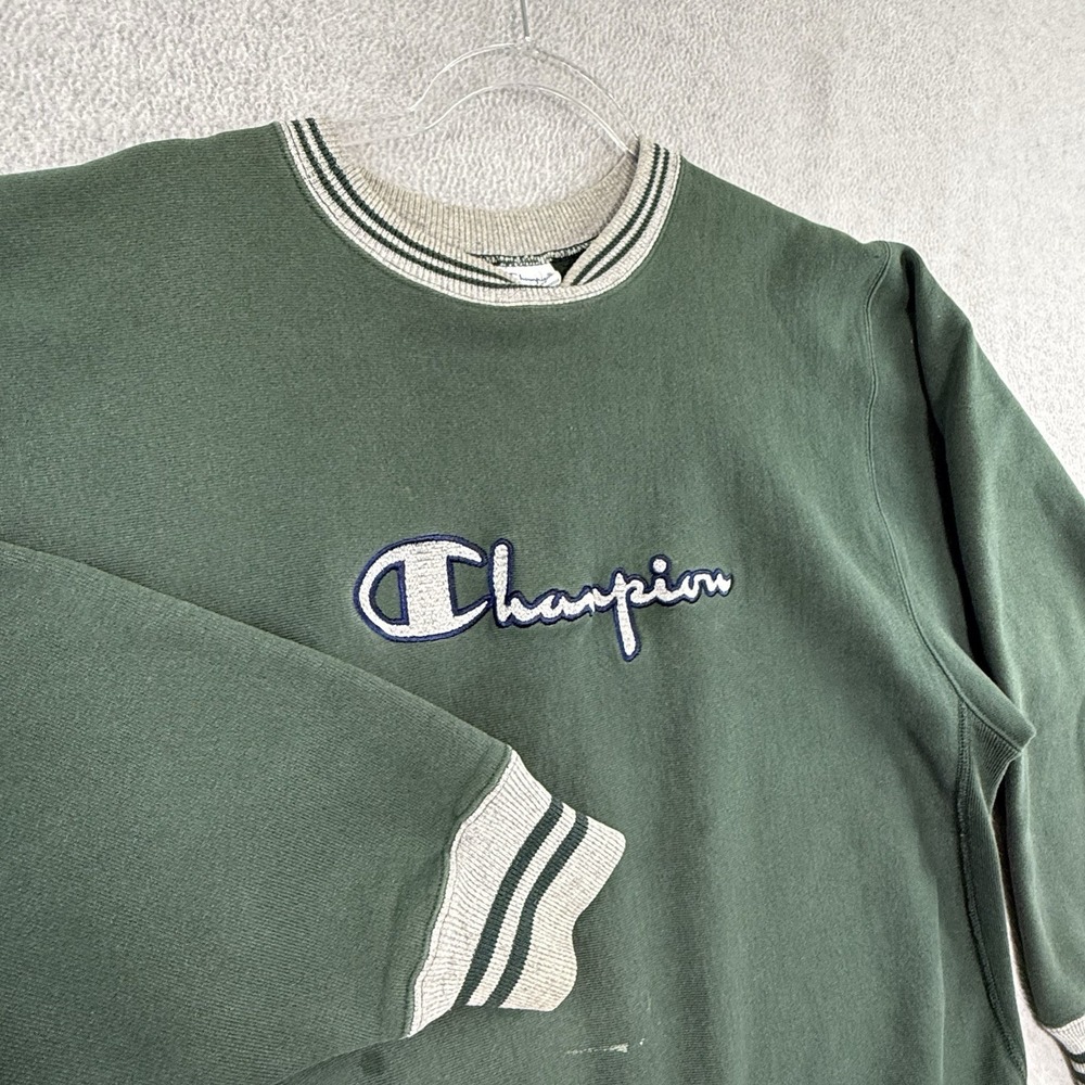 Vtg 90's Champion Reverse Weave Ringer Trim Blank Crewneck Sweatshirt Size XXL